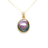 Lustrous Burgundy Cortez Mabe Pearl Pendant in 14K Yellow Gold