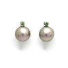 Pink/Green Cortez Pearls on 14 K White Gold Stud Earrings with Tourmalines