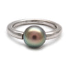 Wonderful Green Cortez Pearl on 14K White Gold Ring