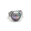 Iridescent Cortez Mabe Pearl on Silver Ring size 7