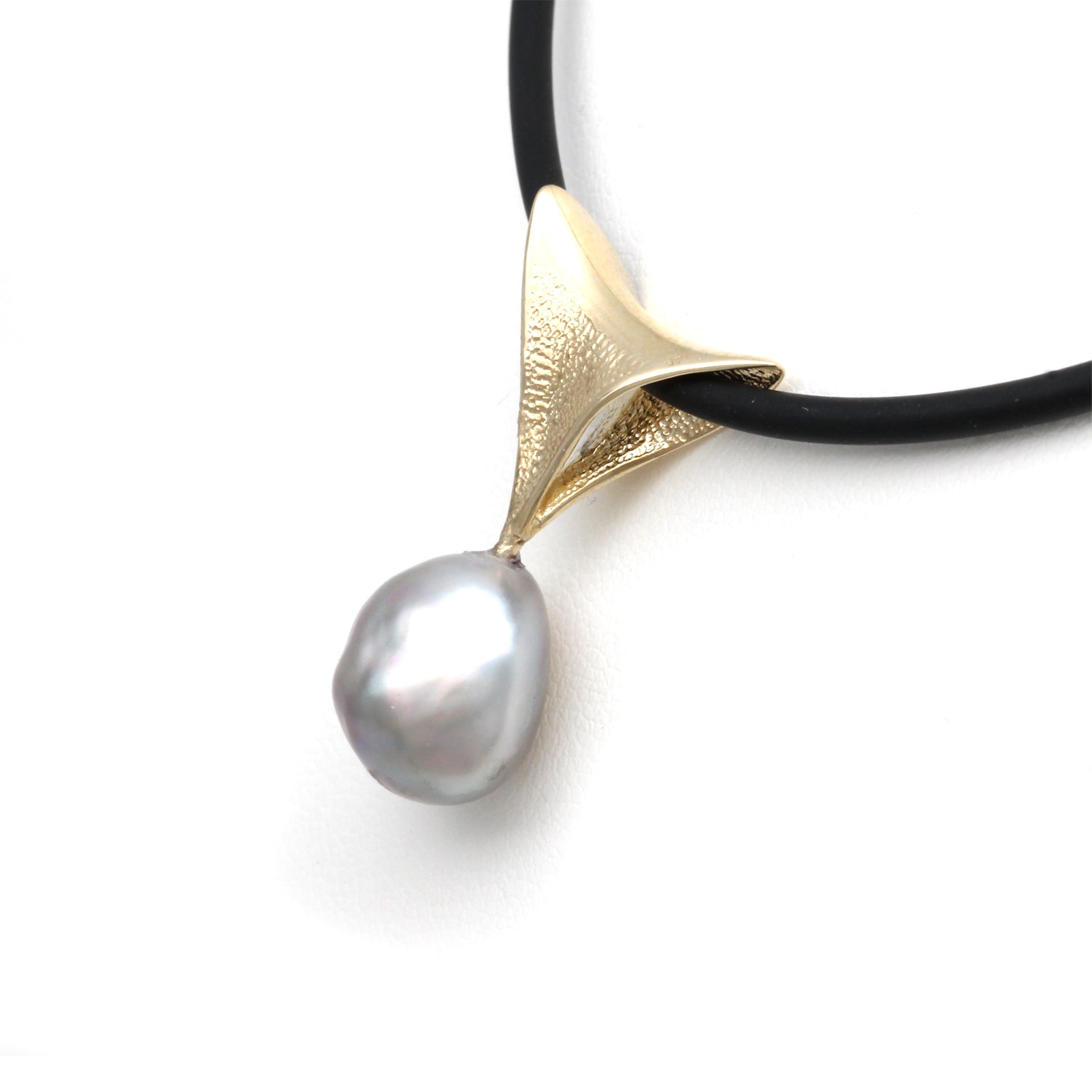 Huge and Iridescent Cortez Pearl on "Ventus" 14K Yellow Gold Pendant