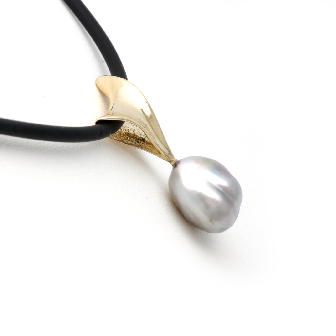 Huge and Iridescent Cortez Pearl on "Ventus" 14K Yellow Gold Pendant