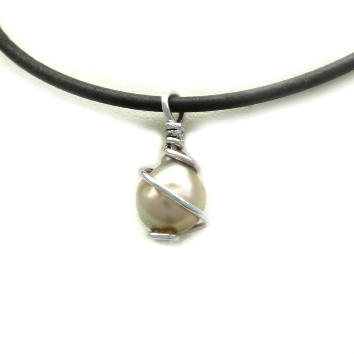 Drop-Shaped Cortez Pearl on Wire Silver Pendant
