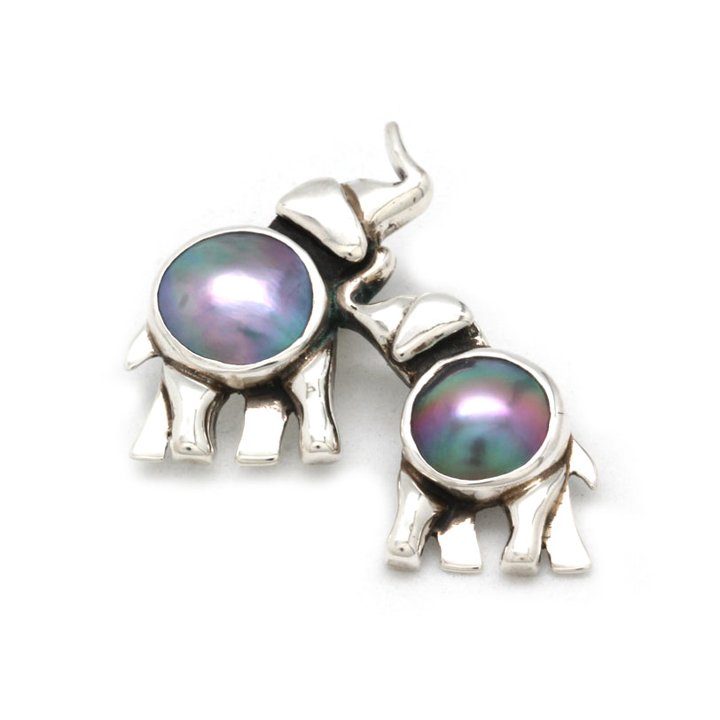 "Mother Elephant" Silver Pendant with Cortez Mabe Pearl by Priscila Canales