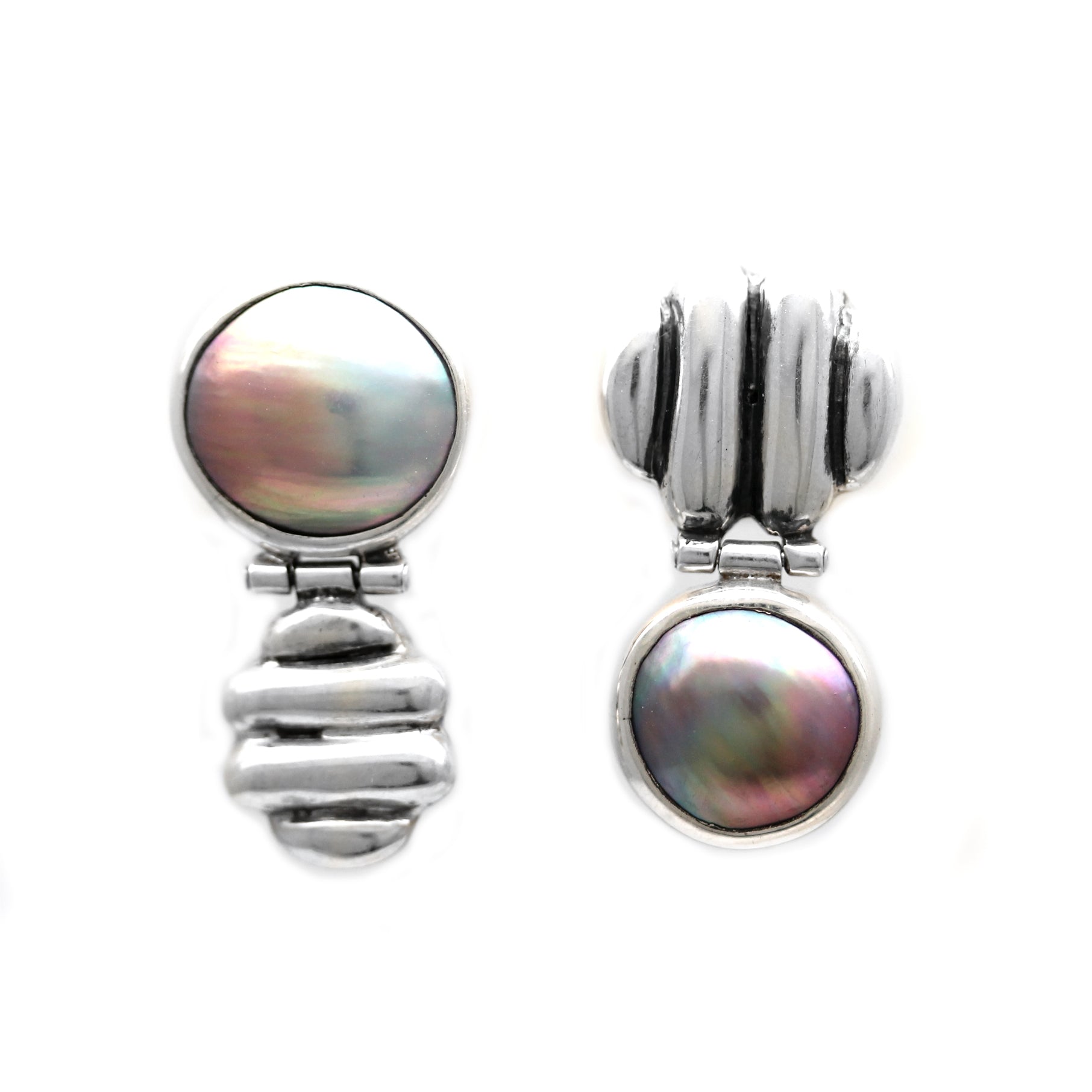 Rainbow Cortez Pearls on Silver Earrings by Priscila Canales