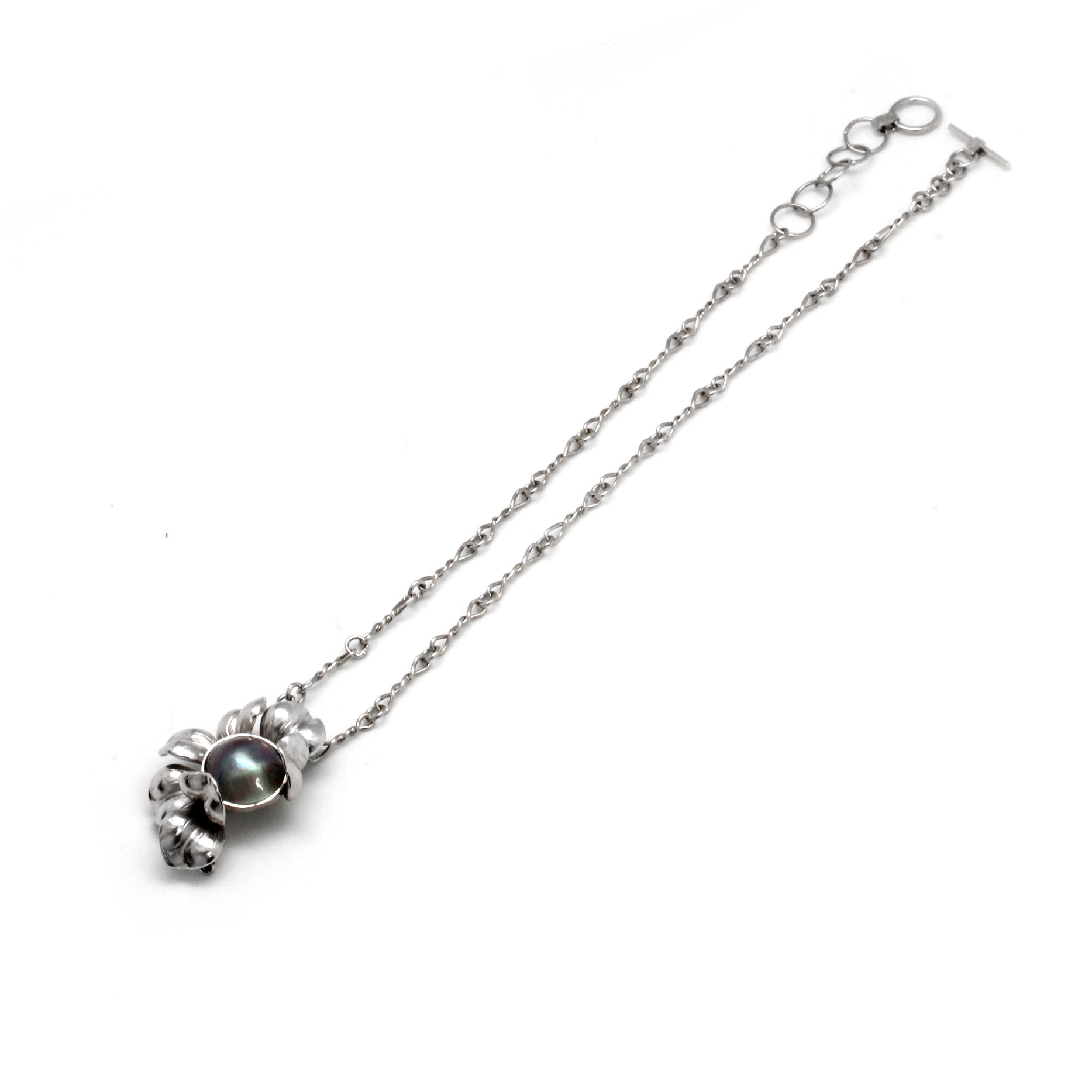 "Xochitl" Beautiful Multicolored Cortez Mabe Pearl on Silver Pendant/Brooch and Chain by "Hector Salgado"