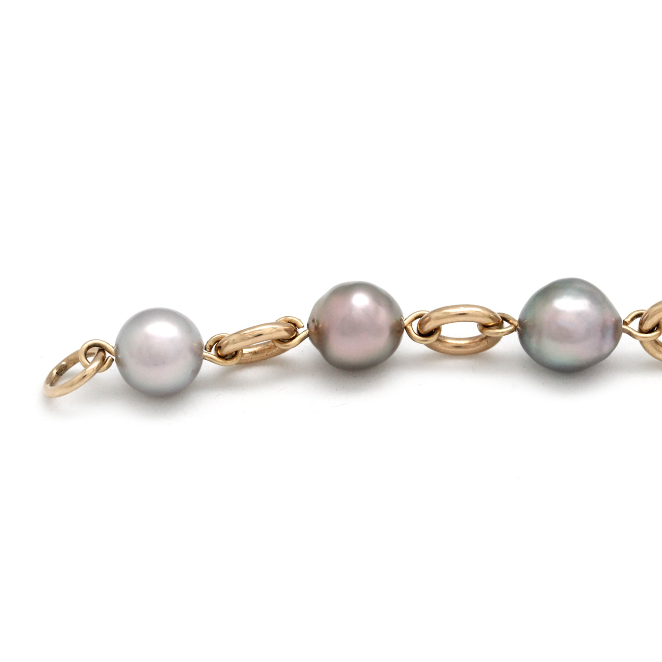 Light Iridescent Cortez Pearls on 14K Gold Bracelet