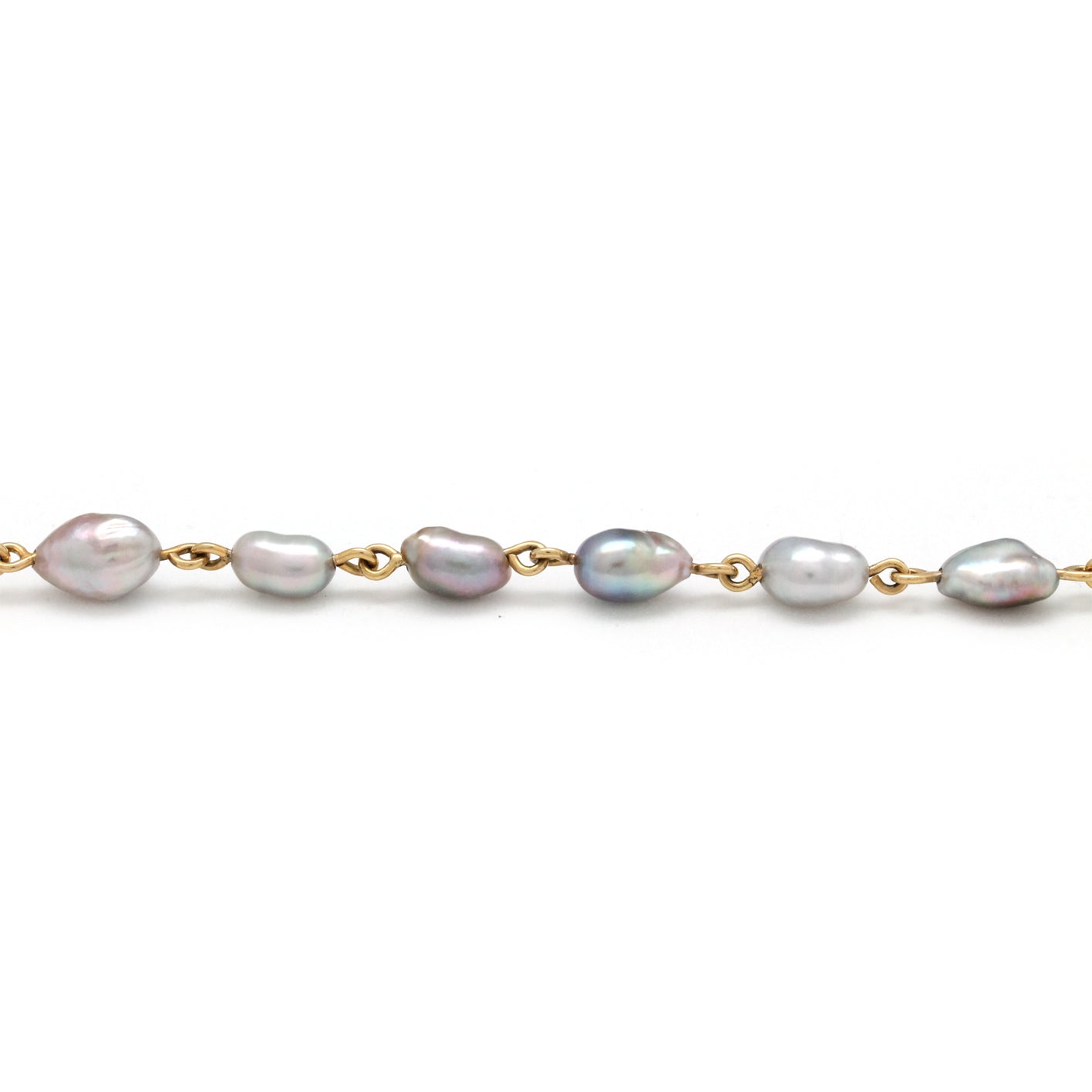 Light Iridescent Keshi Pearls on 14K Gold Bracelet