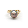 18K Yellow Gold Ring with Iridescent Cortez Pearl and Diamond by Kathe Mai