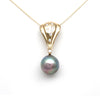 Lustrous and iridescent 11 mm Cortez Pearl in 18K Gold & Diamonds Pendant by Kathe Mai