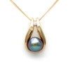 Iridescent Cortez Pearl on 18K Yellow Gold Pendant with Diamonds by Kathe Mai