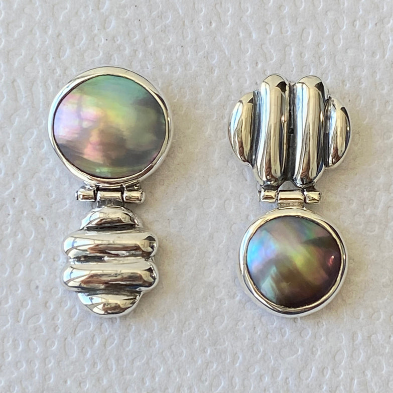 Rainbow Cortez Pearls on Silver Earrings by Priscila Canales