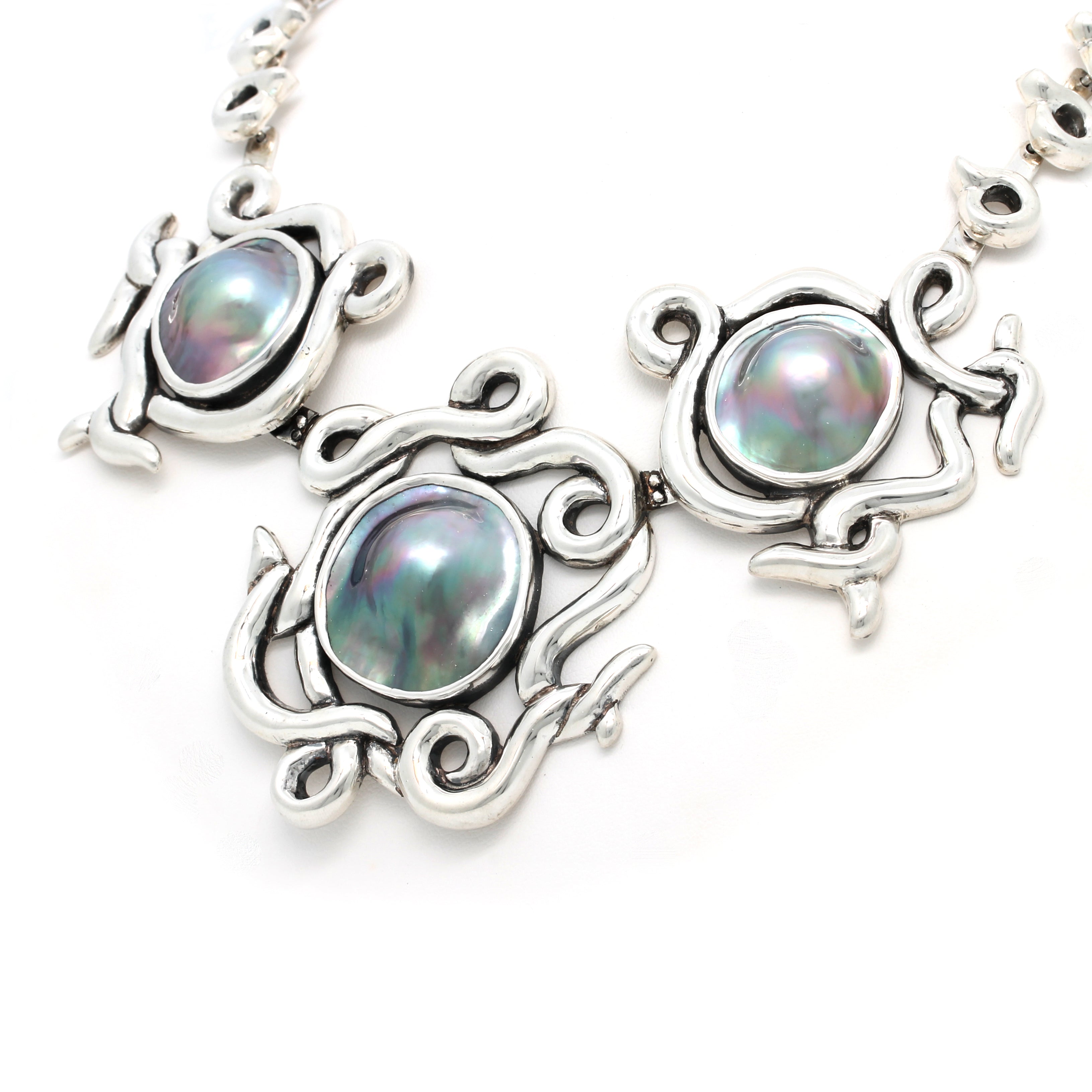 Stunning Blister Mabe Pearl Silver Necklace by  Priscila Canales