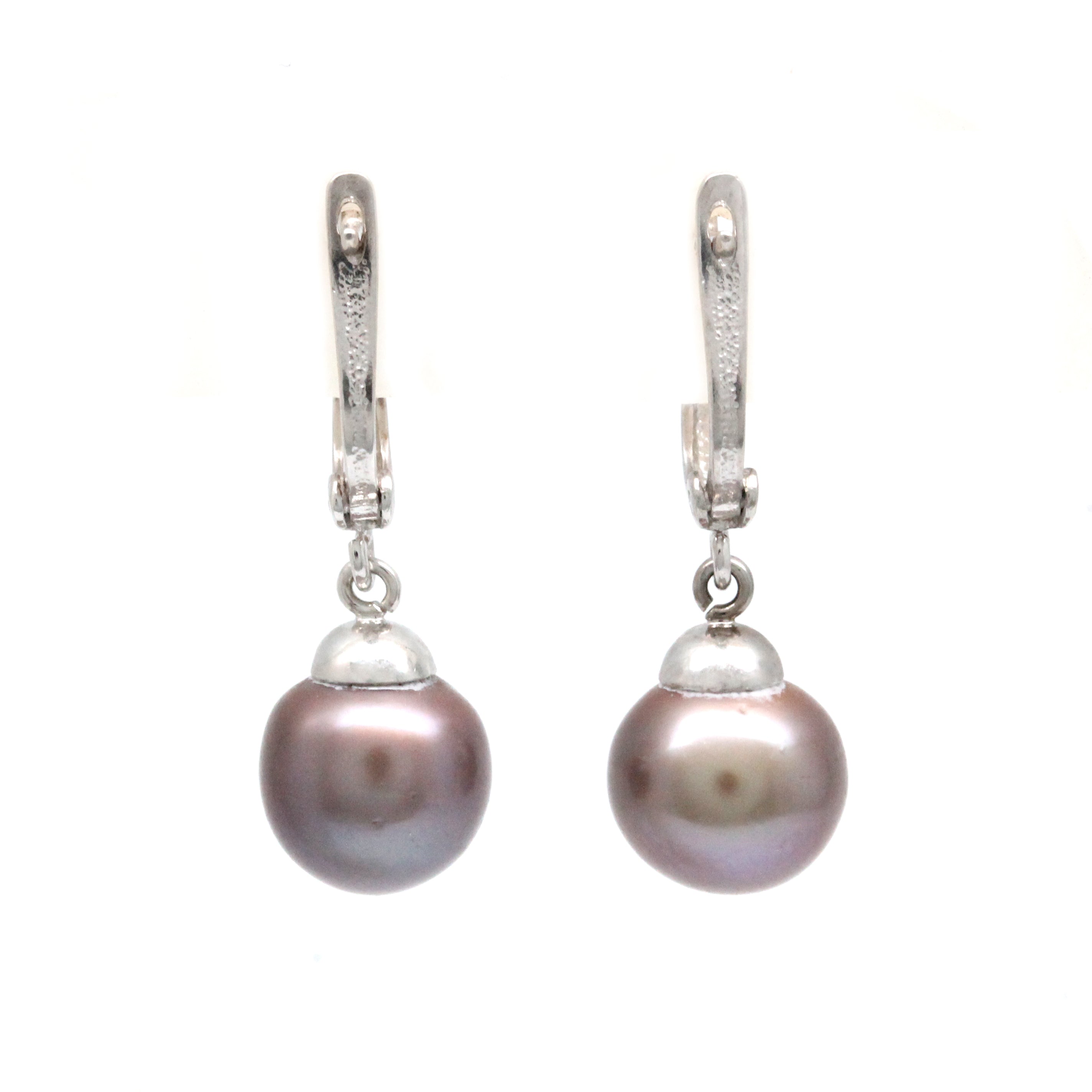"Lyre" 14K White Gold Earrings with Cortez Pearls