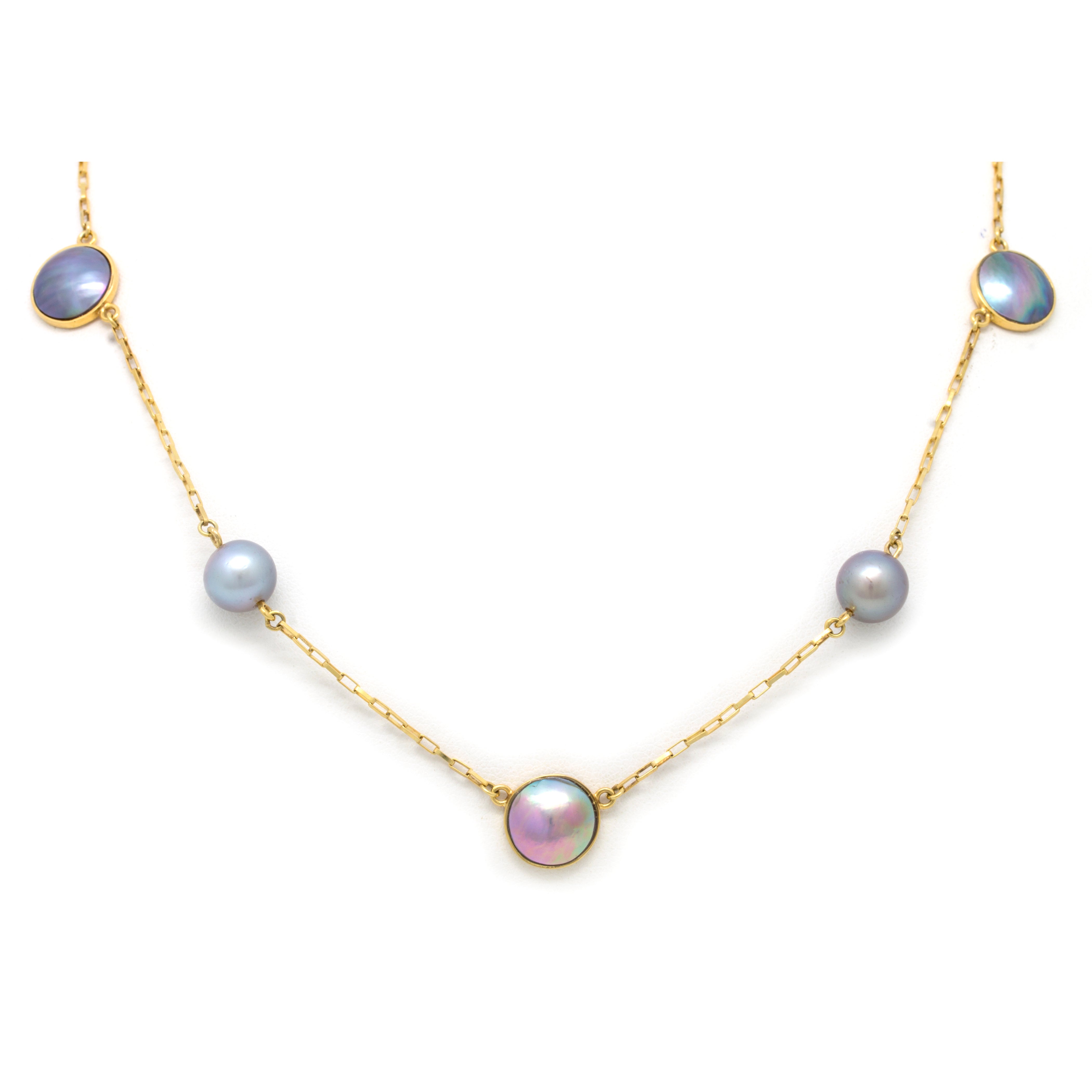 14K Yellow Gold Necklace with Cortez Pearls