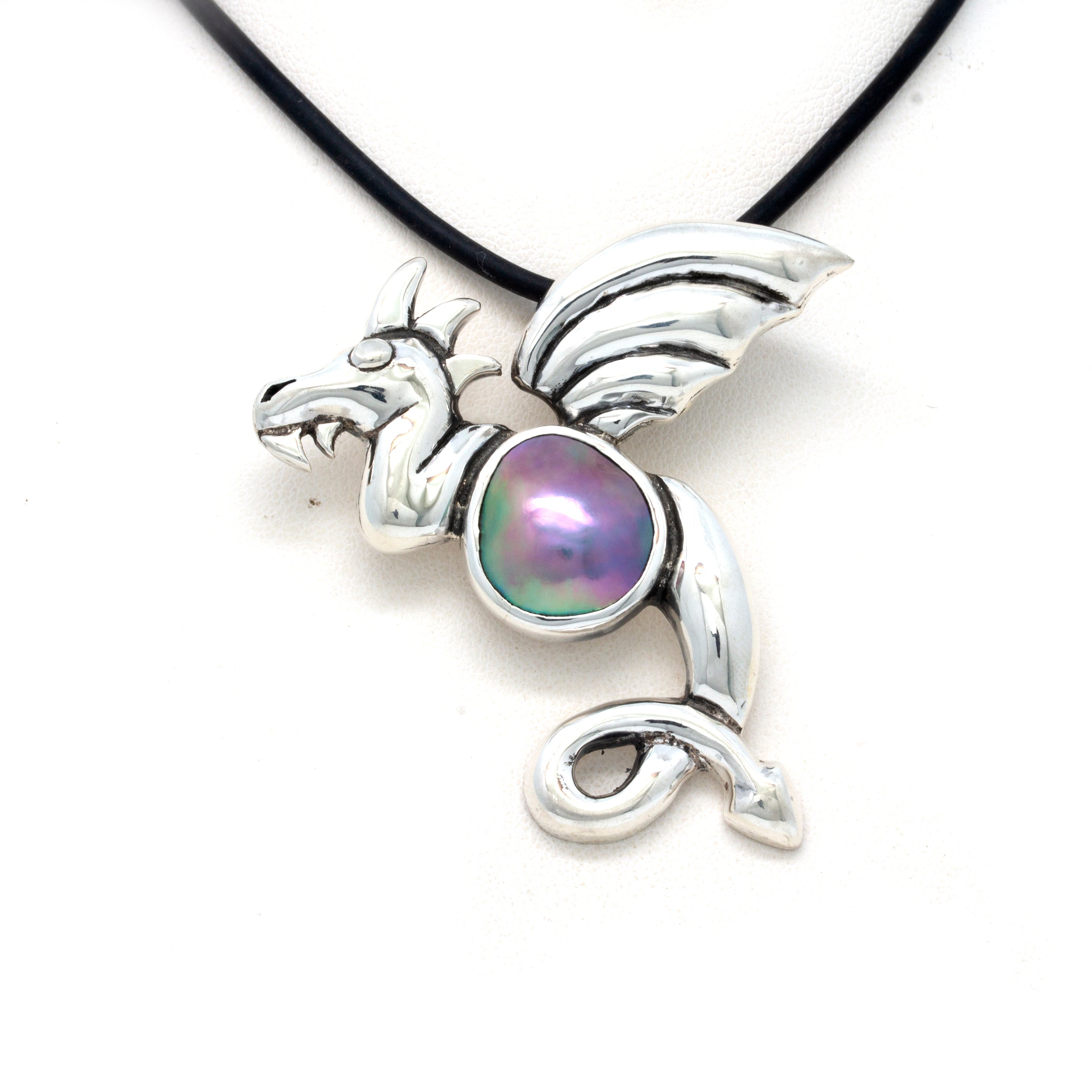 "Dragon" Pendant with Cortez Mabe Pearl by Priscila Canales