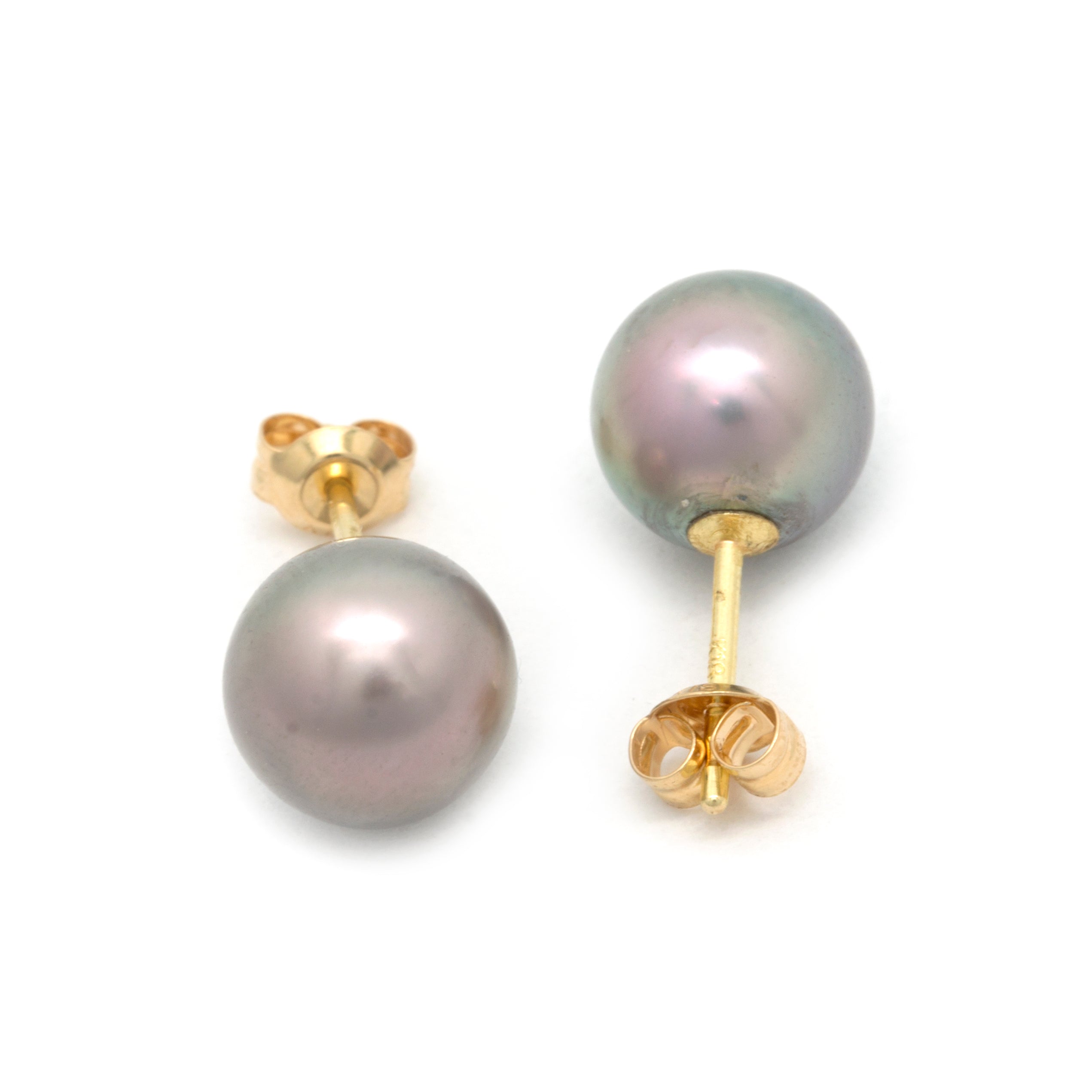 18K Yellow Gold Earrings with Green Cortez Pearls (3)