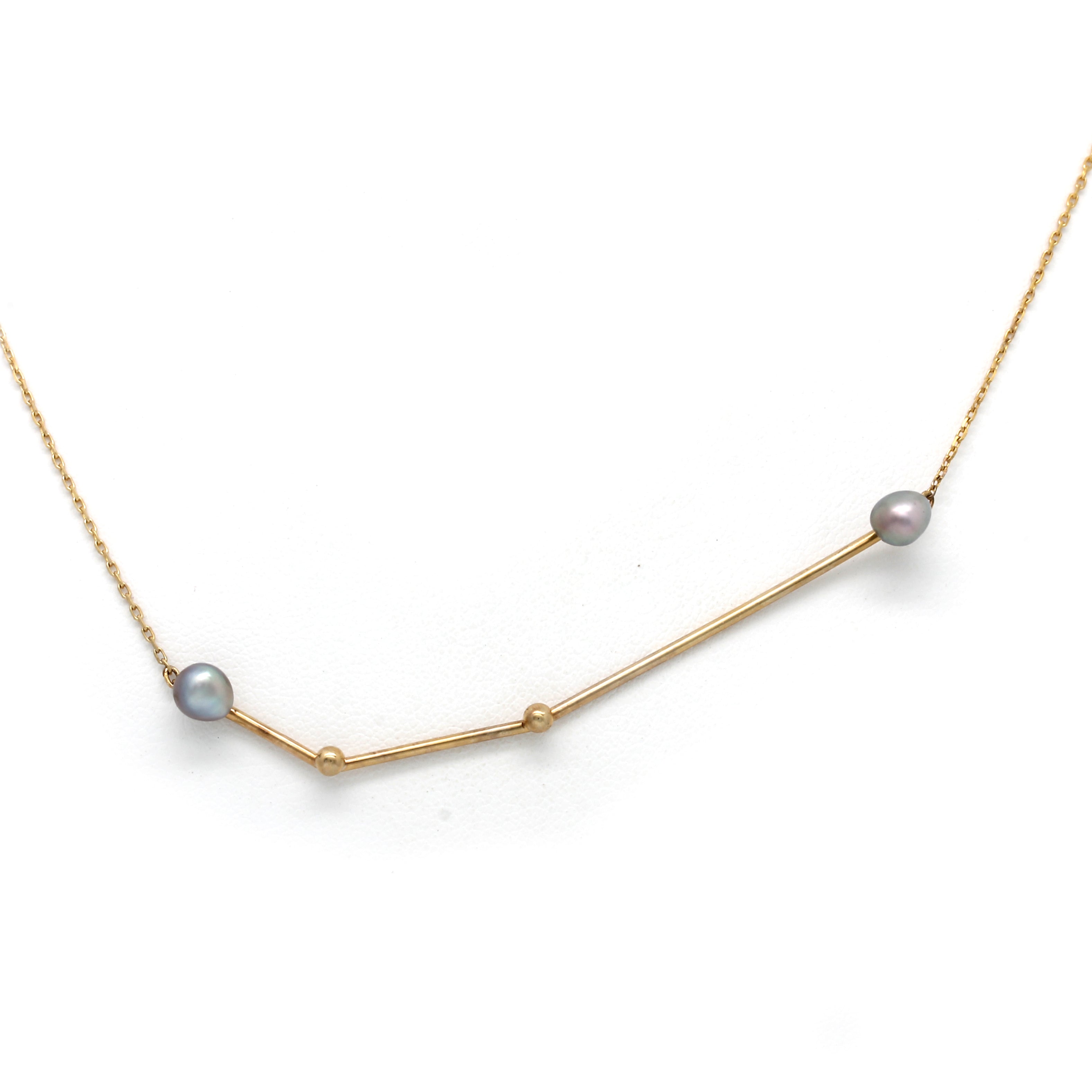 "Aries (Mar 21th - April 19th)" 14K Yellow Gold Pendant and Chain with Cortez Keshi Pearls