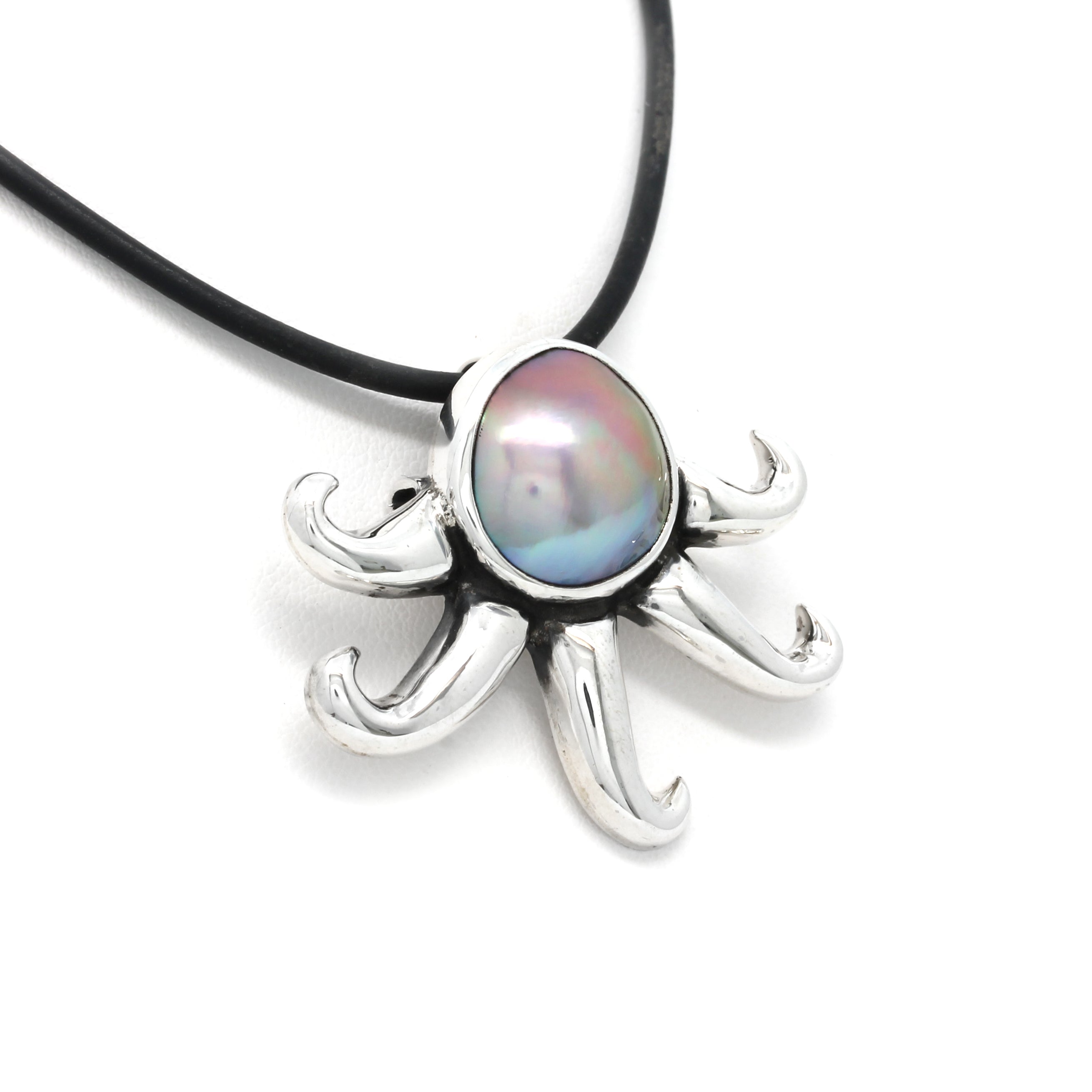 "Octopus" Silver Brooch/Pendant with Cortez Pearl by Priscila Canales