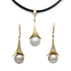 Beautiful Set of Cortez Pearls on 14K Yellow Gold Earrings & Pendant
